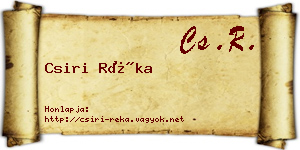 Csiri Réka névjegykártya